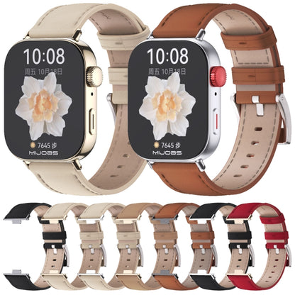 For Huawei Watch Fit3 MIJOBS Genuine Leather Watch Band(Red Rose Gold) - Watch Bands by MIJOBS | Online Shopping UK | buy2fix