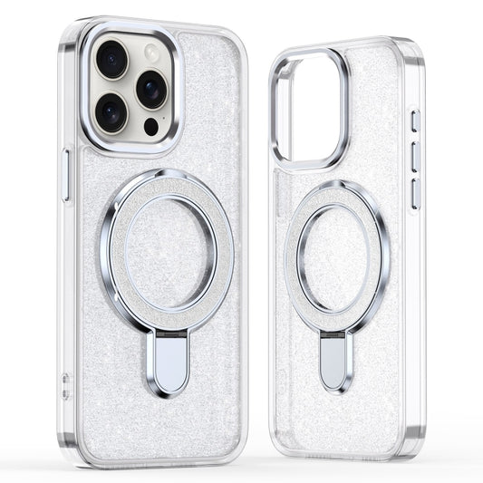 For iPhone 16 Pro Max Glitter Ring Holder MagSafe Phone Case(White) - iPhone 16 Pro Max Cases by buy2fix | Online Shopping UK | buy2fix