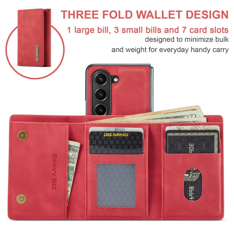 For Samsung Galaxy Z Fold6 DG.MING M1 Series 3-Fold Multi Card Wallet + Magnetic Phone Case(Red) - Galaxy Z Fold6 5G Cases by DG.MING | Online Shopping UK | buy2fix