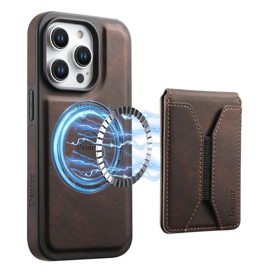 For iPhone 13 Pro Denior D17 Skin Feel MagSafe Detachable Card Slot Phone Case(Brown) - iPhone 13 Pro Cases by Denior | Online Shopping UK | buy2fix