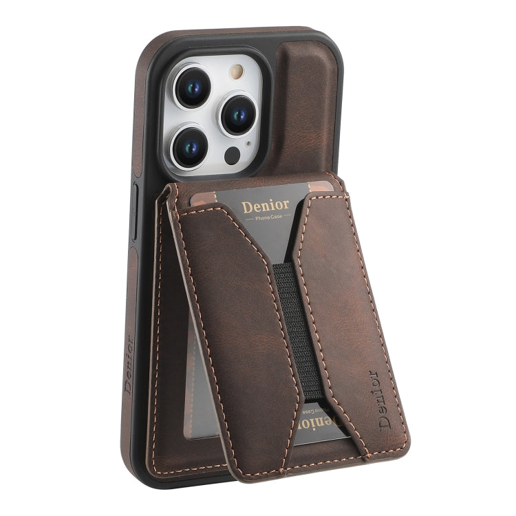 For iPhone 14 Pro Denior D17 Skin Feel MagSafe Detachable Card Slot Phone Case(Brown) - iPhone 14 Pro Cases by Denior | Online Shopping UK | buy2fix