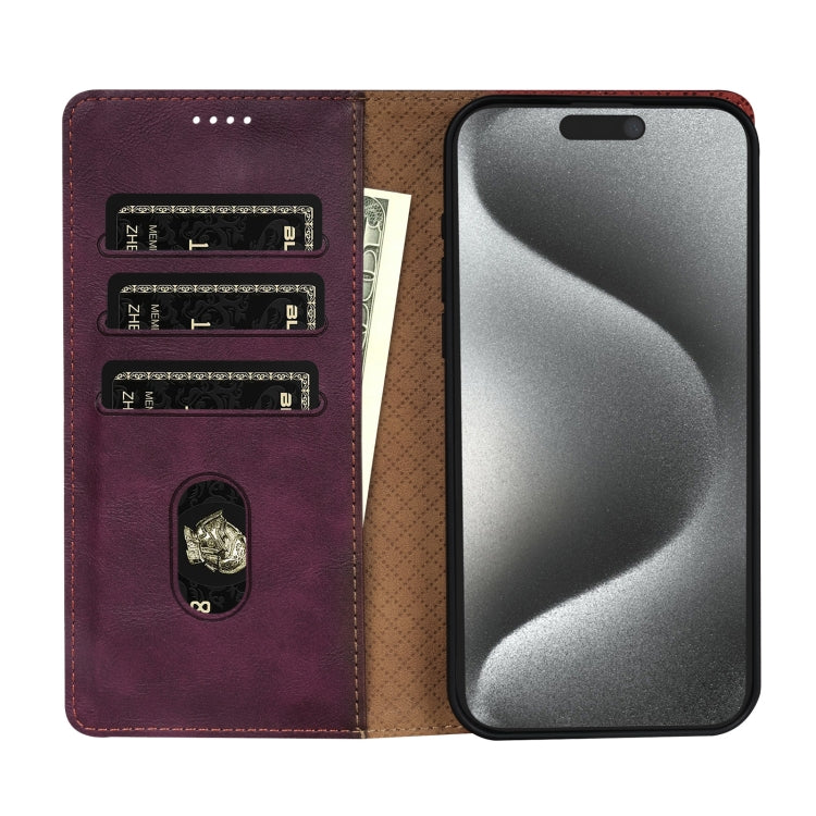 For iPhone 16 Pro Max N.BEKUS CSJ-P1 Solid Color Leather Phone Case(Wine Red) - iPhone 16 Pro Max Cases by N.BEKUS | Online Shopping UK | buy2fix