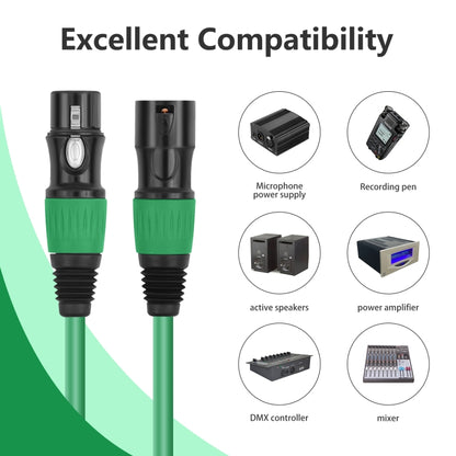 JC1015 XLR 3pin Male to Female Audio Cable, Length:3m(Green) - Microphone Audio Cable & Connector by buy2fix | Online Shopping UK | buy2fix