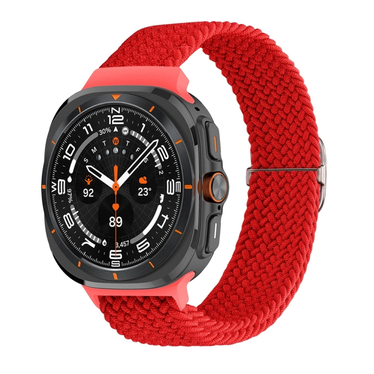 For Samsung Galaxy Watch Ultra 47mm Slide Buckle Nylon Braided Watch Band(Red) - Watch Bands by buy2fix | Online Shopping UK | buy2fix