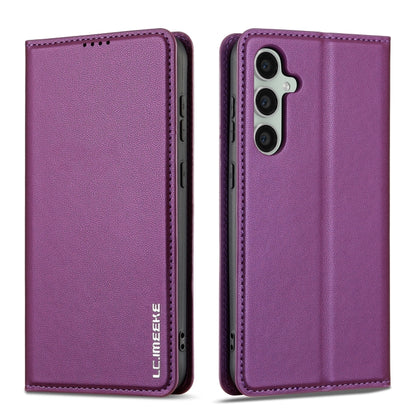 For Samsung Galaxy S23 5G LC.IMEEKE L1 Series Frosted Fine Texture PU Phone Case(Purple) - Galaxy S23 5G Cases by LC.IMEEKE | Online Shopping UK | buy2fix