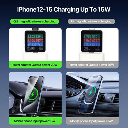 V5 15W Qi2 Air Outlet Car Transparent Magnetic Wireless Charging Holder(Black) - Wireless Charger Holders by buy2fix | Online Shopping UK | buy2fix