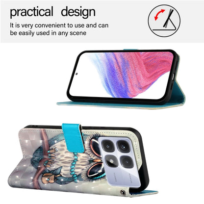 For Redmi K70 Ultra 5G Global 3D Painting Horizontal Flip Leather Phone Case(Grey Owl) - Xiaomi Cases by buy2fix | Online Shopping UK | buy2fix