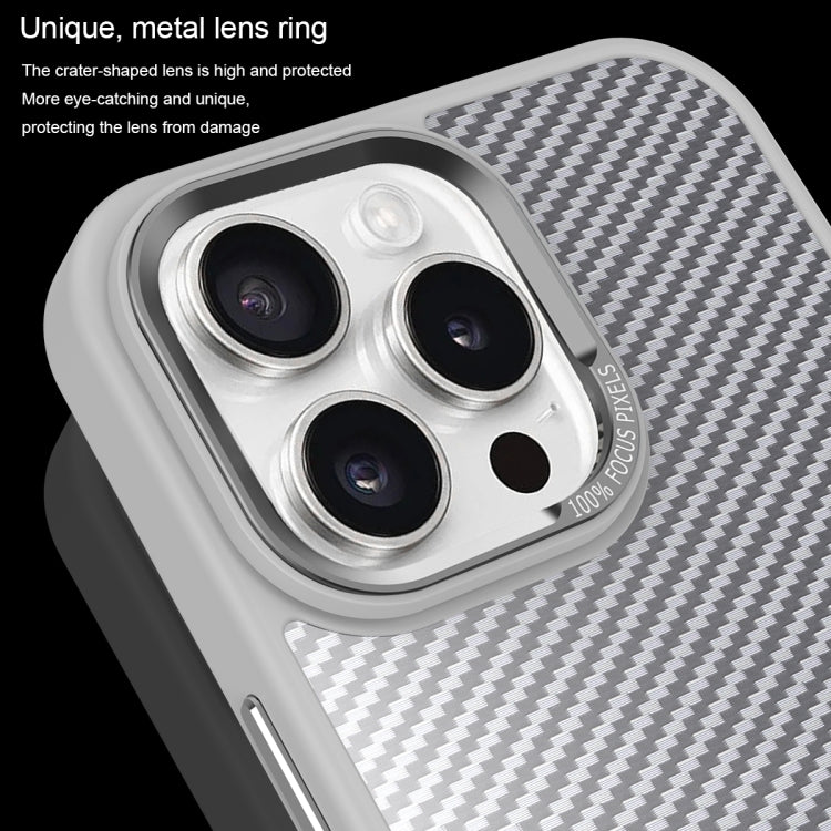 For iPhone 14 Plus Carbon Fiber Texture MagSafe Magnetic Shockproof Phone Case(Grey) - iPhone 14 Plus Cases by buy2fix | Online Shopping UK | buy2fix