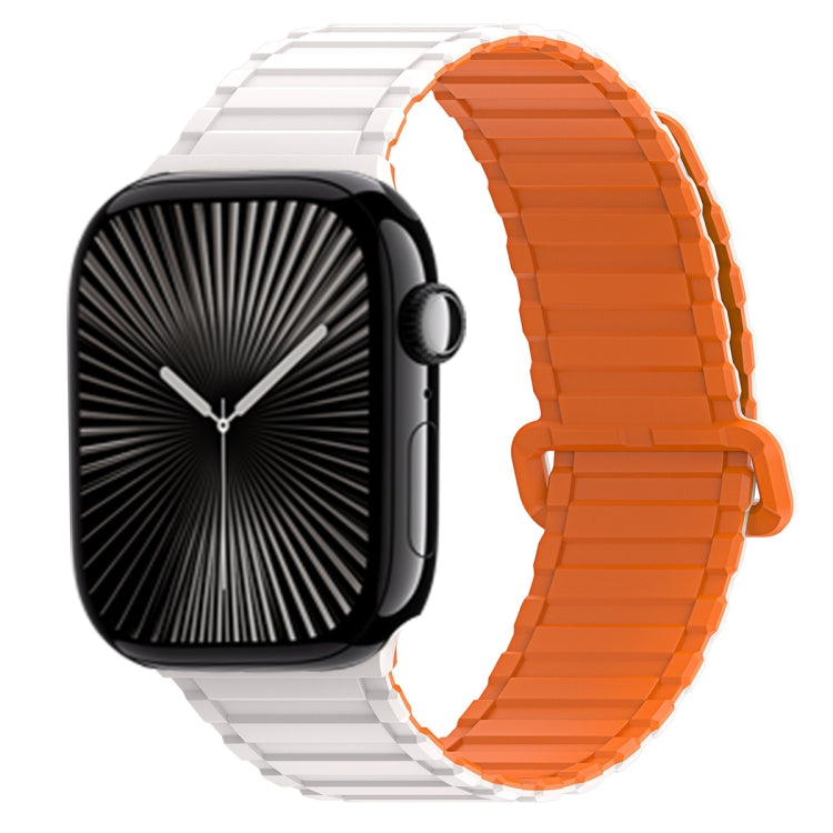 For Apple Watch Series 10 46mm DUX DUCIS KJ Series Magnetic Buckle Silicone Watch Band(Starlight Orange) - Watch Bands by DUX DUCIS | Online Shopping UK | buy2fix