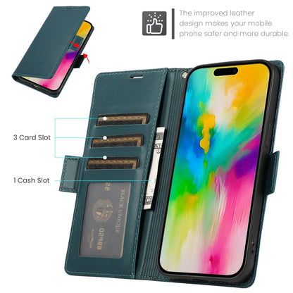 For iPhone 16 Pro Side Buckle RFID Anti-theft Leather Phone Case(Green) - iPhone 16 Pro Cases by buy2fix | Online Shopping UK | buy2fix