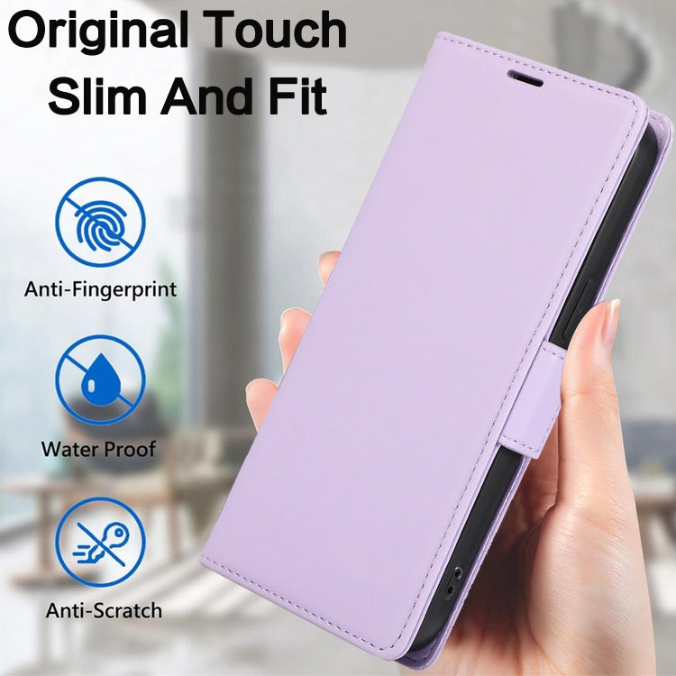 For iPhone 16 Pro Max Side Buckle RFID Anti-theft Leather Phone Case(Light Purple) - iPhone 16 Pro Max Cases by buy2fix | Online Shopping UK | buy2fix