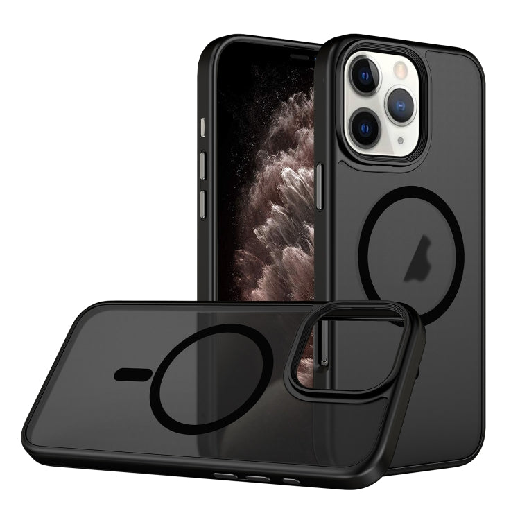 For iPhone 11 Pro Max Skin Feel Frosted MagSafe Magnetic Phone Case(Transparent Black) - iPhone 11 Pro Max Cases by buy2fix | Online Shopping UK | buy2fix