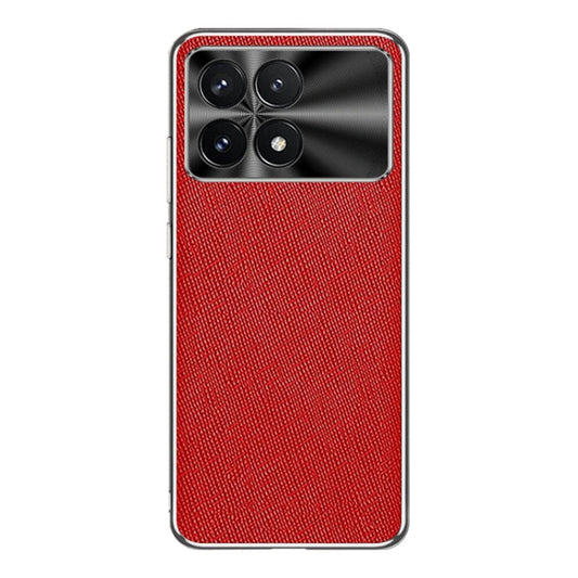 For Redmi K70 Silver Edge Cross Texture PU Leather Phone Case(Red) - K70 Cases by buy2fix | Online Shopping UK | buy2fix