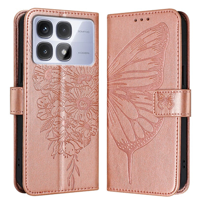 For Redmi K70 Ultra 5G Global Embossed Butterfly Leather Phone Case(Rose Gold) - Xiaomi Cases by buy2fix | Online Shopping UK | buy2fix