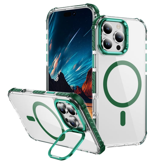 For iPhone 16 Pro Max Rainbow Series Transparent MagSafe Lens Holder Phone Case(Green) - iPhone 16 Pro Max Cases by buy2fix | Online Shopping UK | buy2fix