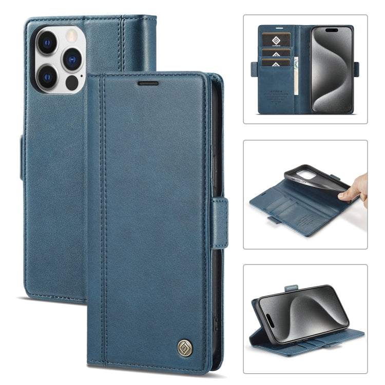 For iPhone 16 Pro Max LC.IMEEKE Skin-friendly Card Slots Leather Phone Case(Blue) - iPhone 16 Pro Max Cases by LC.IMEEKE | Online Shopping UK | buy2fix