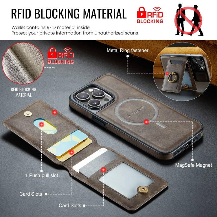 For iPhone 15 Plus DG.MING K1 MagSafe Detachable Wallet RFID Back Cover Phone Case(Coffee) - iPhone 15 Plus Cases by DG.MING | Online Shopping UK | buy2fix