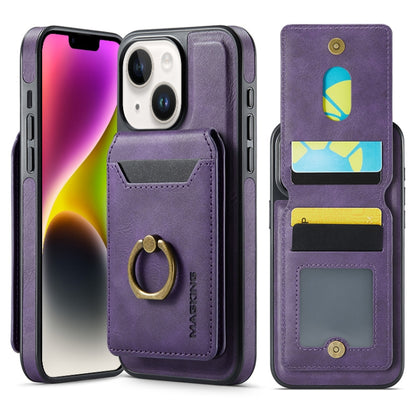 For iPhone 14 Plus DG.MING K1 MagSafe Detachable Wallet RFID Back Cover Phone Case(Purple) - iPhone 14 Plus Cases by DG.MING | Online Shopping UK | buy2fix