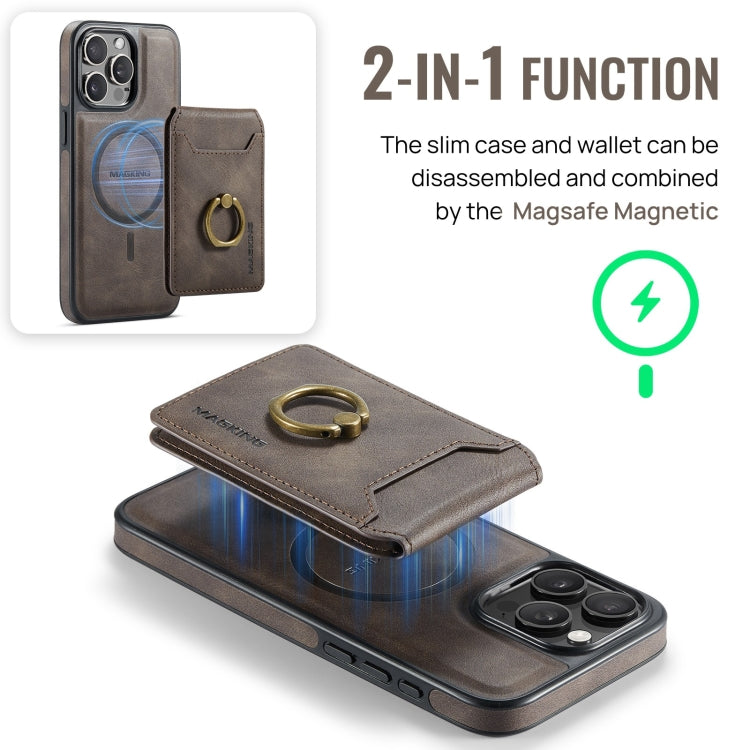 For iPhone 14 Pro Max DG.MING K1 MagSafe Detachable Wallet RFID Back Cover Phone Case(Coffee) - iPhone 14 Pro Max Cases by DG.MING | Online Shopping UK | buy2fix