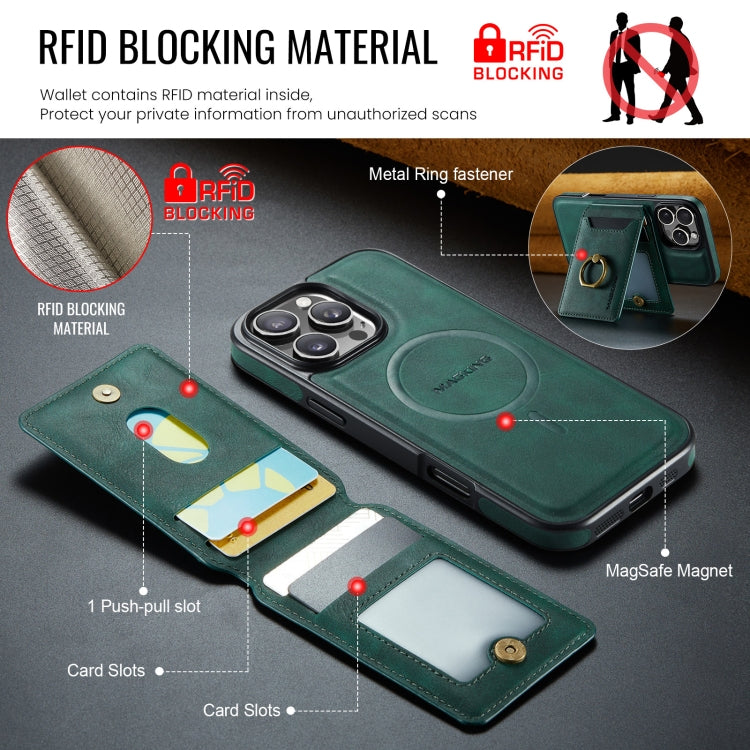 For iPhone 16 Pro Max DG.MING K1 MagSafe Detachable Wallet RFID Back Cover Phone Case(Green) - iPhone 16 Pro Max Cases by DG.MING | Online Shopping UK | buy2fix