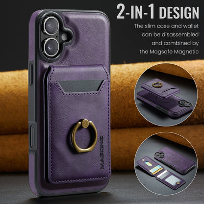 For iPhone 16 DG.MING K1 MagSafe Detachable Wallet RFID Back Cover Phone Case(Purple) - iPhone 16 Cases by DG.MING | Online Shopping UK | buy2fix