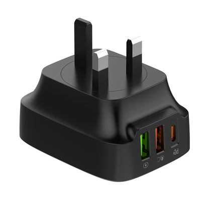 LDNIO Q334 32W Type-C + Dual USB Port Charger with 1m USB-C / Type-C to 8 Pin Data Cable, Plug Type:UK Plug(Black) - USB Charger by LDNIO | Online Shopping UK | buy2fix