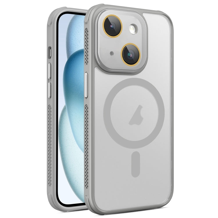 For iPhone 15 Side Cooling Skin Feel Frosted MagSafe Magnetic Phone Case(Grey) - iPhone 15 Cases by buy2fix | Online Shopping UK | buy2fix