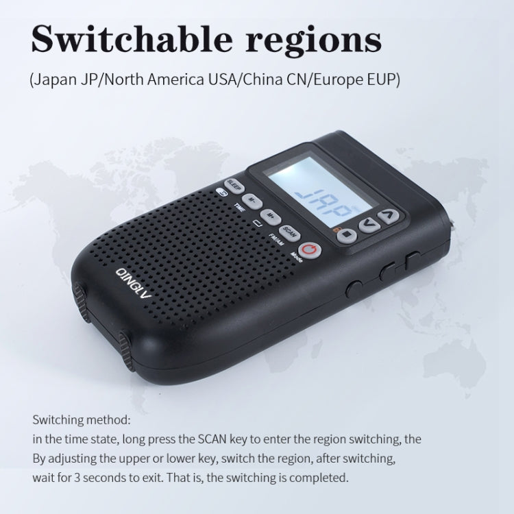 QINGLV QL-518 Portable Bluetooth Transmitter Radio Support FM / AM / MP3(Black) - Radio Player by buy2fix | Online Shopping UK | buy2fix