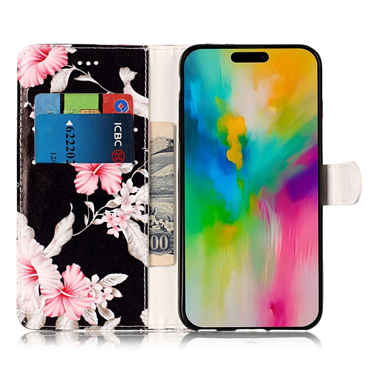 For iPhone 16 Pro Max Colored Drawing Marble Pattern Leather Phone Case(Azalea) - iPhone 16 Pro Max Cases by buy2fix | Online Shopping UK | buy2fix