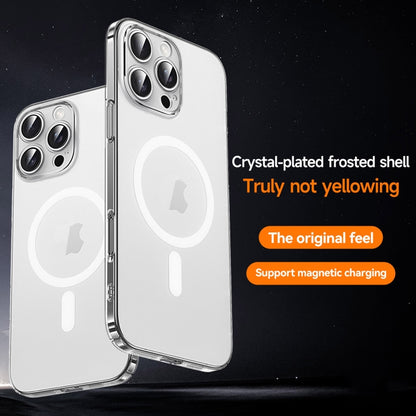 For iPhone 16 SULADA Crystal Sand Series Electroplating Frosted MagSafe Magnetic Phone Case(Transparent) - iPhone 16 Cases by SULADA | Online Shopping UK | buy2fix