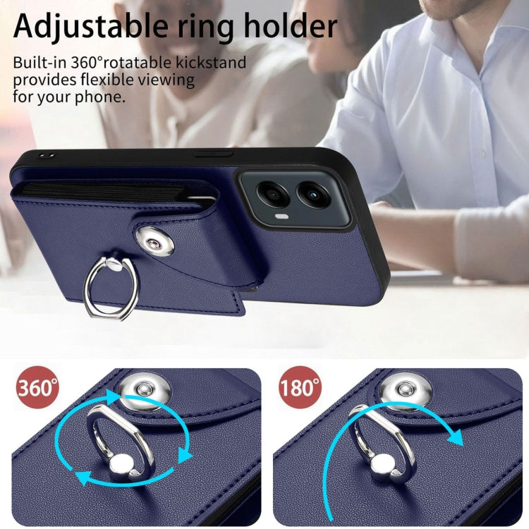 For Motorola Moto G 5G 2024 Organ Card Bag Ring Holder Phone Case(Blue) - Motorola Cases by buy2fix | Online Shopping UK | buy2fix