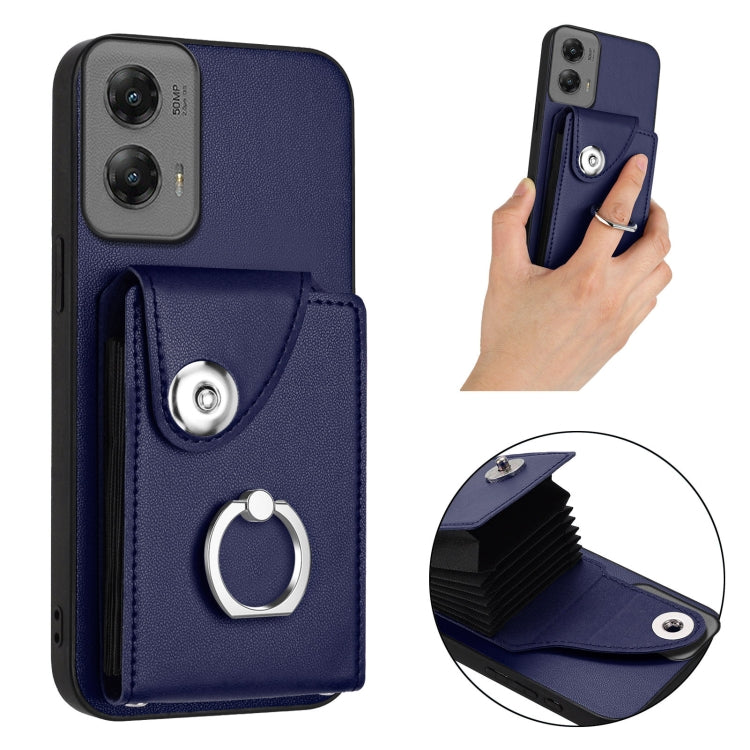 For Motorola Moto G Stylus 5G 2024 Organ Card Bag Ring Holder Phone Case(Blue) - Motorola Cases by buy2fix | Online Shopping UK | buy2fix