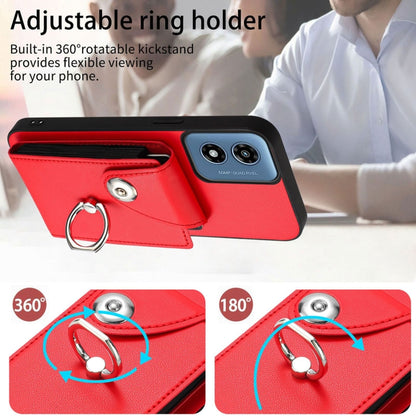 For Motorola Moto G Play 2024 5G Organ Card Bag Ring Holder Phone Case(Red) - Motorola Cases by buy2fix | Online Shopping UK | buy2fix