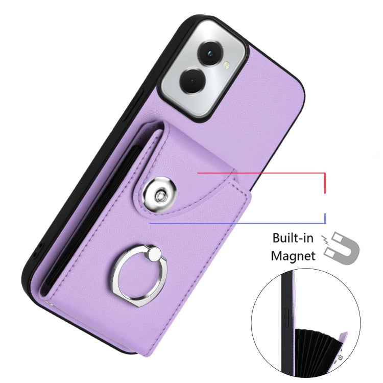 For Motorola Moto G Power 2024 5G Organ Card Bag Ring Holder Phone Case(Purple) - Motorola Cases by buy2fix | Online Shopping UK | buy2fix