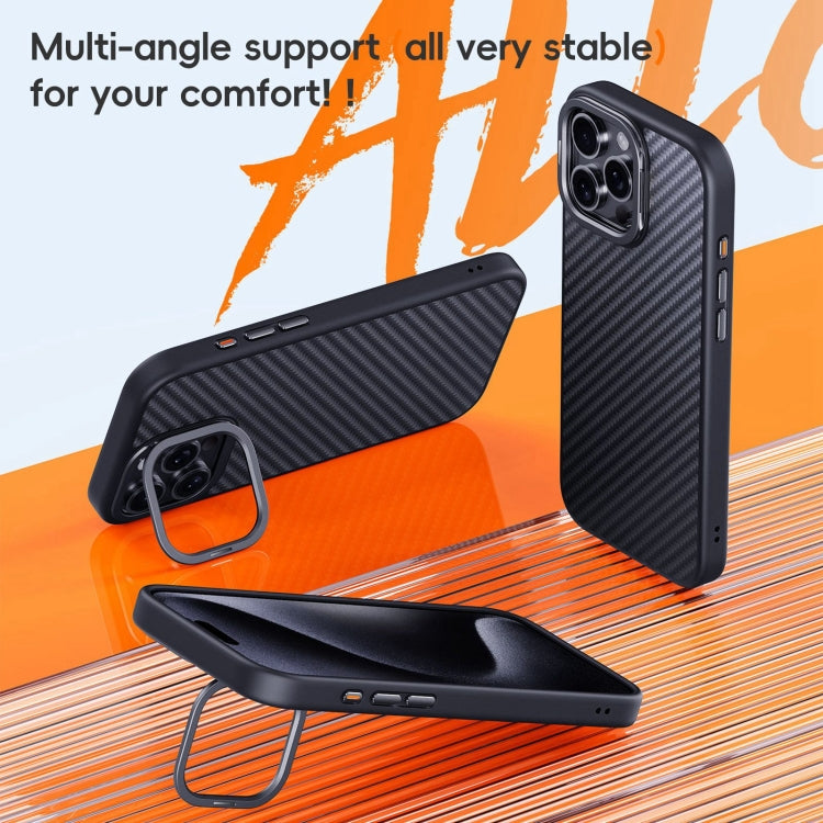 For iPhone 16 Pro Max Carbon Fiber Kevlar Lens Holder MagSafe Magnetic Phone Case(Black) - iPhone 16 Pro Max Cases by buy2fix | Online Shopping UK | buy2fix