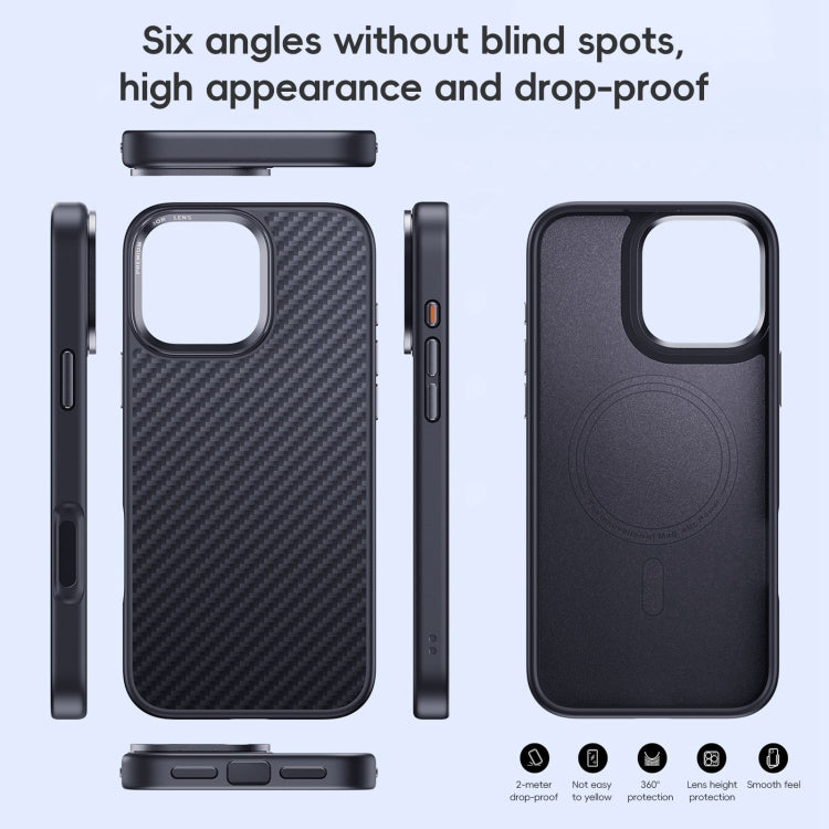 For iPhone 16 Pro Max Carbon Fiber Kevlar MagSafe Magnetic Phone Case(Black) - iPhone 16 Pro Max Cases by buy2fix | Online Shopping UK | buy2fix