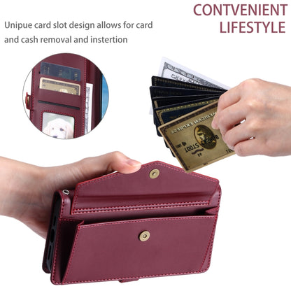 For iPhone 16 Plus Wallet Multi-card Slot Leather Phone Case with Lanyard(Wine Red) - iPhone 16 Plus Cases by buy2fix | Online Shopping UK | buy2fix