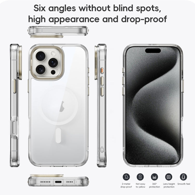 For iPhone 16 Pro Frosted Crystal Clear Lens Holder MagSafe Magnetic Phone Case(Transparent) - iPhone 16 Pro Cases by buy2fix | Online Shopping UK | buy2fix