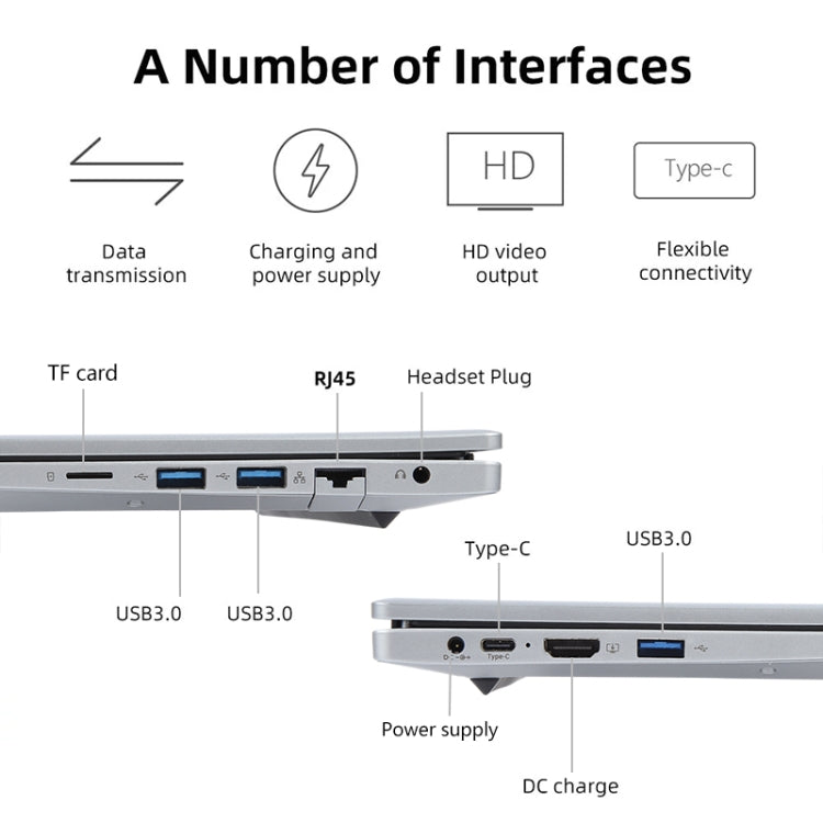 14 inch Windows 11 Laptop, 8GB+256GB, Gen 5th Intel Core i5 CPU, 180 Degree Rotation Axis(Silver) - Others by buy2fix | Online Shopping UK | buy2fix