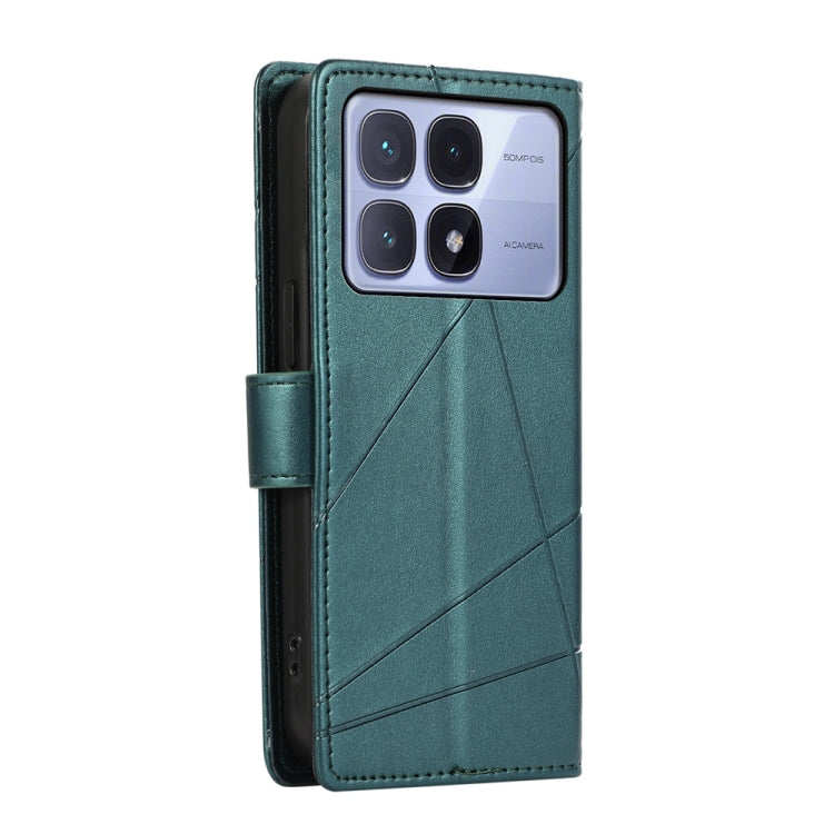 For Redmi K70 Ultra PU Genuine Leather Texture Embossed Line Phone Case(Green) - Xiaomi Cases by buy2fix | Online Shopping UK | buy2fix