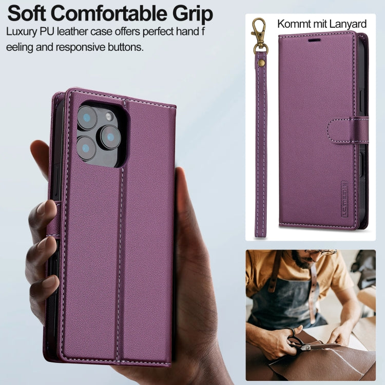 For iPhone 16 Pro LC.IMEEKE L2 Series Detachable Magsafe PU Phone Case with Lanyard(Purple) - iPhone 16 Pro Cases by LC.IMEEKE | Online Shopping UK | buy2fix