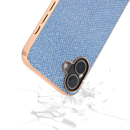 For iPhone 16 Nano Plating Diamond Texture Phone Case(Blue) - iPhone 16 Cases by buy2fix | Online Shopping UK | buy2fix