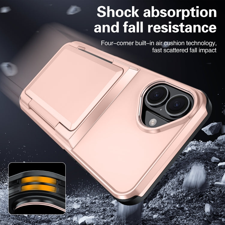 For iPhone 16 Pro Max Card Slot Holder Phone Case(Rose Gold) - iPhone 16 Pro Max Cases by buy2fix | Online Shopping UK | buy2fix