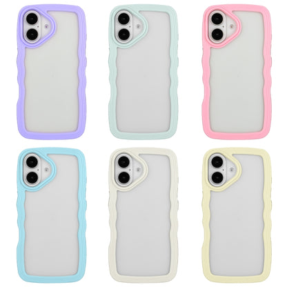 For iPhone 16 Candy Color Wave TPU Clear PC Phone Case(Yellow) - iPhone 16 Cases by buy2fix | Online Shopping UK | buy2fix