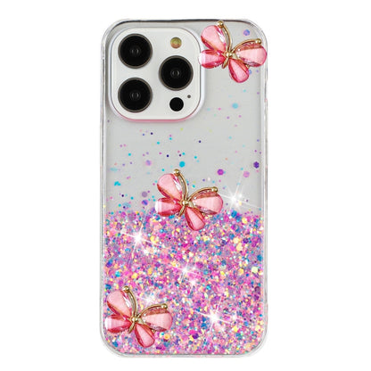 For iPhone 16 Pro Max Luminous Starry Sky Glitter Butterfly TPU Phone Case(Pink) - iPhone 16 Pro Max Cases by buy2fix | Online Shopping UK | buy2fix