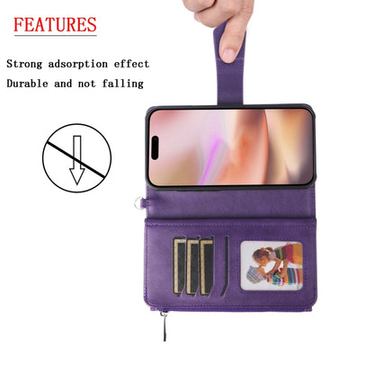 For iPhone 16 Plus Solid Color 2 in 1 Zipper Shockproof Phone Case(Purple) - iPhone 16 Plus Cases by buy2fix | Online Shopping UK | buy2fix