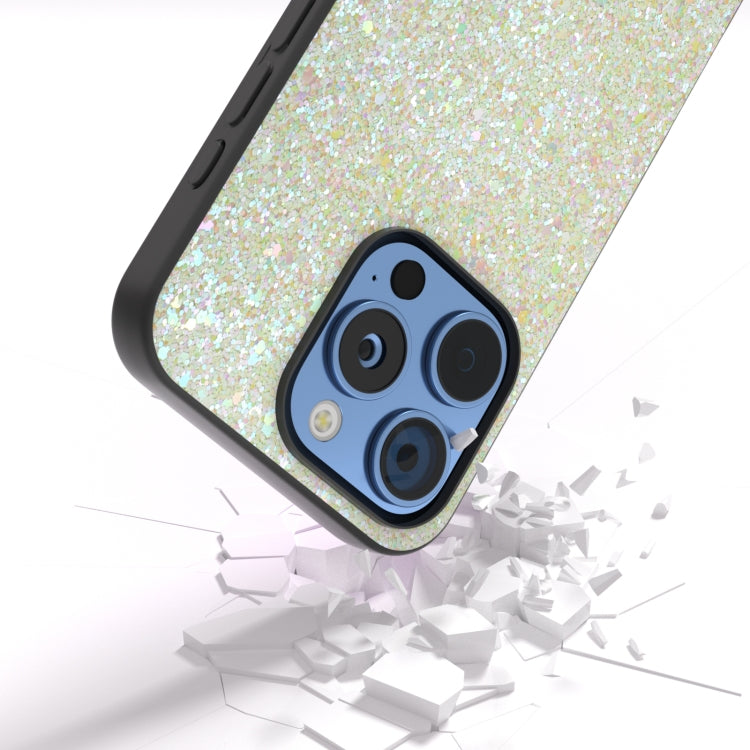 For iPhone 16 Pro Max Black Frame Colorful Glitter Phone Case(Gold) - iPhone 16 Pro Max Cases by buy2fix | Online Shopping UK | buy2fix