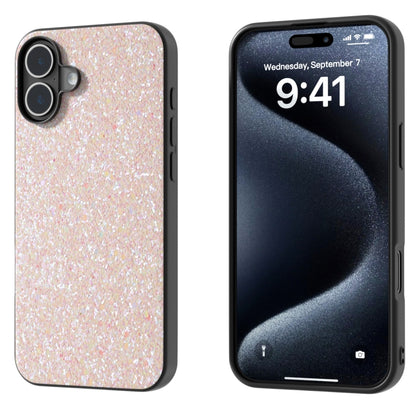 For iPhone 16 Plus Black Frame Colorful Glitter Phone Case(Pink) - iPhone 16 Plus Cases by buy2fix | Online Shopping UK | buy2fix