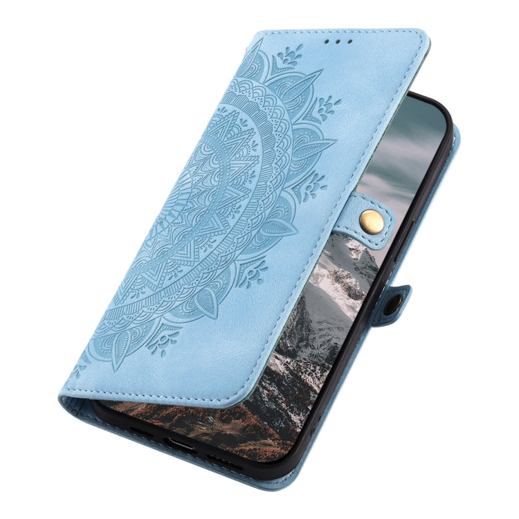 For Google Pixel 9 Pro XL Skin Feel Totem Embossed Leather Phone Case(Blue) - Google Cases by buy2fix | Online Shopping UK | buy2fix