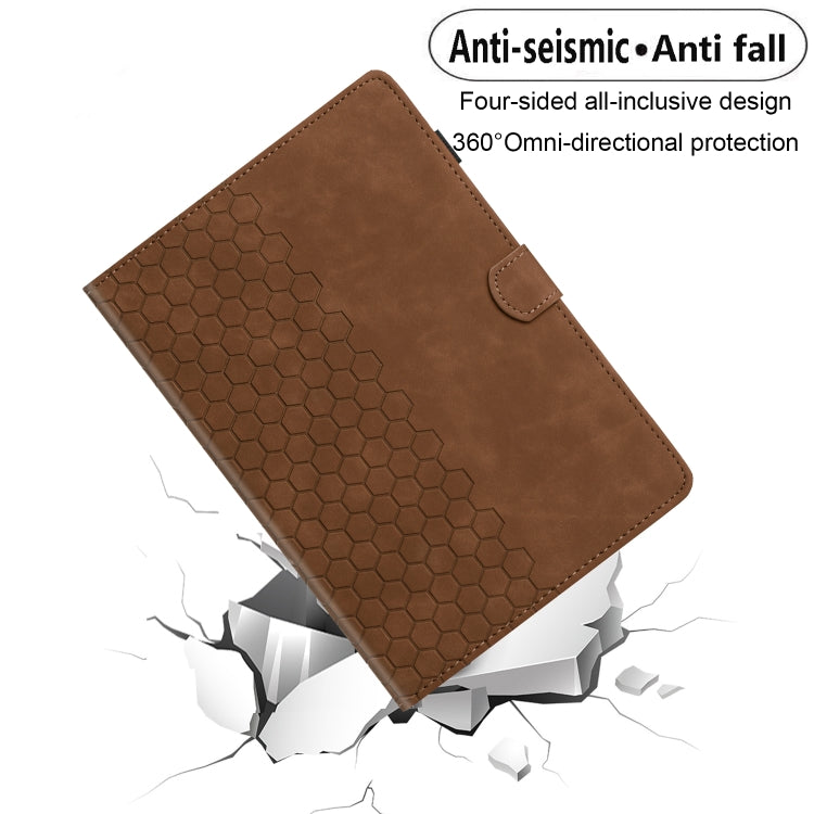 For iPad Pro 11 2024 / Air 10.9 2022 Honeycomb Embossed Leather Smart Tablet Case(Brown) - iPad Pro 11 2024 Cases by buy2fix | Online Shopping UK | buy2fix